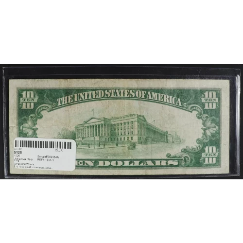 $10 1929 small brown seal. Small National Bank Notes 1801-1 (3)