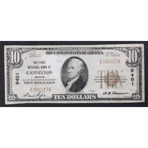 $10 1929 small brown seal. Small National Bank Notes 1801-1