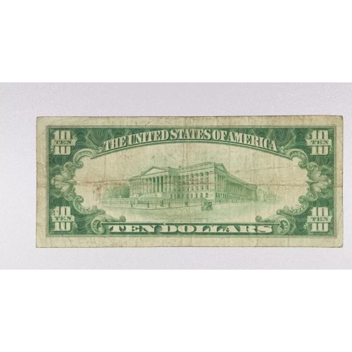$10 1929 small brown seal. Small National Bank Notes 1801-1