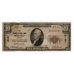 $10 1929 small brown seal. Small National Bank Notes 1801-1