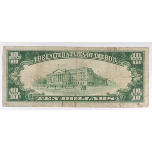 $10 1929 small brown seal. Small National Bank Notes 1801-1