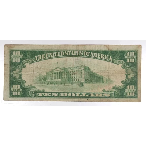 $10 1929 small brown seal. Small National Bank Notes 1801-1