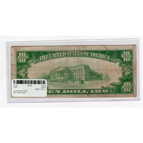 $10 1929 small brown seal. Small National Bank Notes 1801-1 (3)