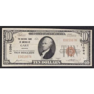 $10 1929 small brown seal. Small National Bank Notes 1801-1