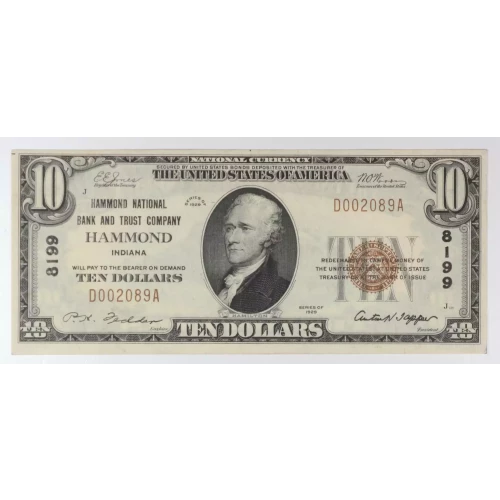 $10 1929 small brown seal. Small National Bank Notes 1801-1