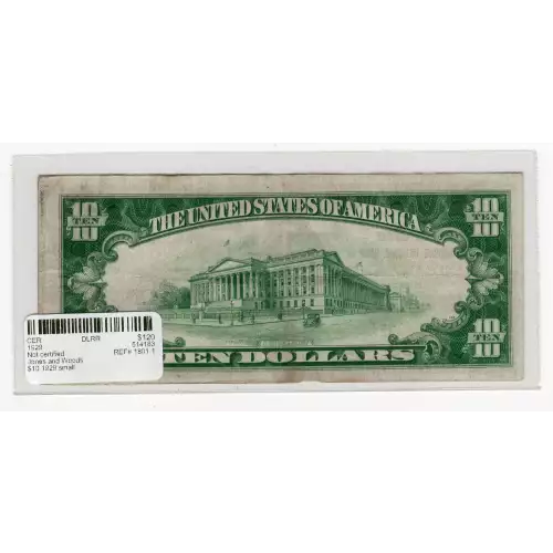 $10 1929 small brown seal. Small National Bank Notes 1801-1 (3)