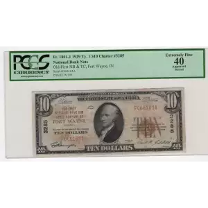 $10 1929 small brown seal. Small National Bank Notes 1801-1