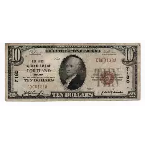 $10 1929 small brown seal. Small National Bank Notes 1801-1