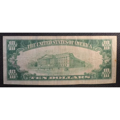$10 1929 small brown seal. Small National Bank Notes 1801-1 (2)