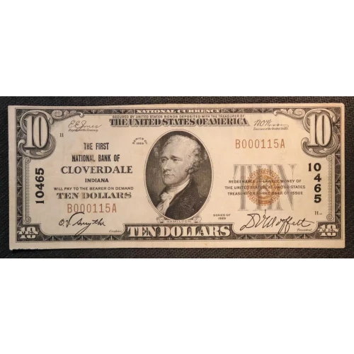 $10 1929 small brown seal. Small National Bank Notes 1801-1