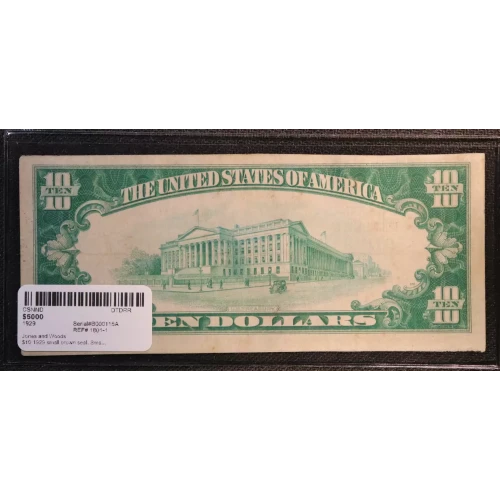 $10 1929 small brown seal. Small National Bank Notes 1801-1 (3)