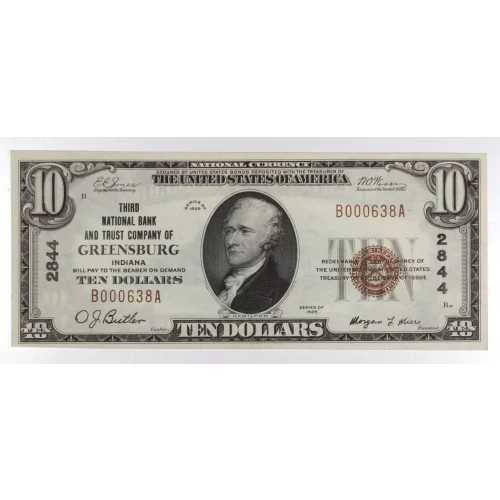 $10 1929 small brown seal. Small National Bank Notes 1801-1