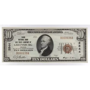 $10 1929 small brown seal. Small National Bank Notes 1801-1