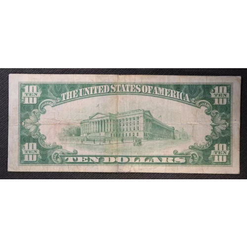 $10 1929 small brown seal. Small National Bank Notes 1801-1 (2)