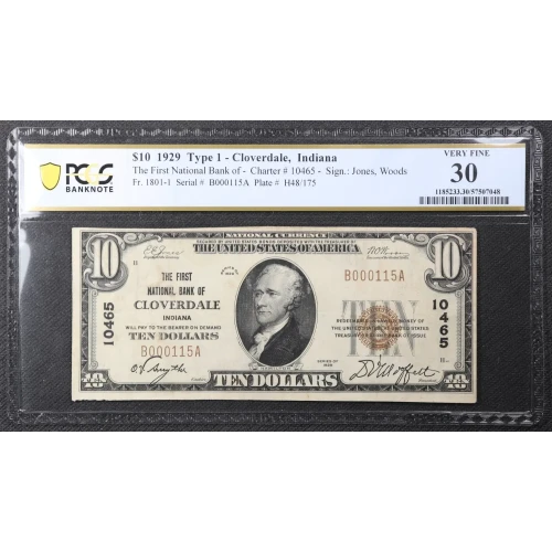 $10 1929 small brown seal. Small National Bank Notes 1801-1 (2)