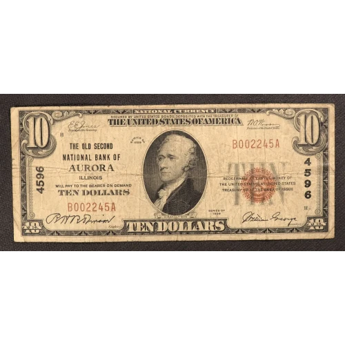 $10 1929 small brown seal. Small National Bank Notes 1801-1 (3)