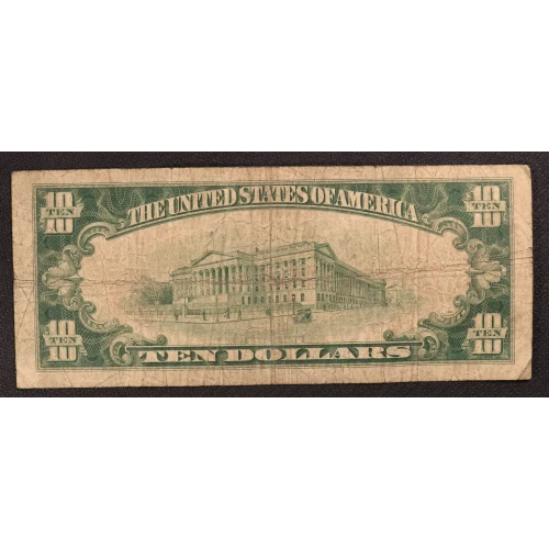 $10 1929 small brown seal. Small National Bank Notes 1801-1 (2)