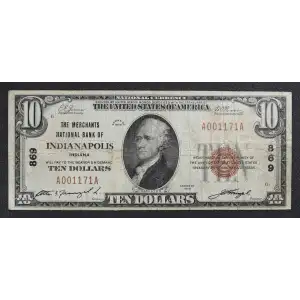 $10 1929 small brown seal. Small National Bank Notes 1801-1 (3)