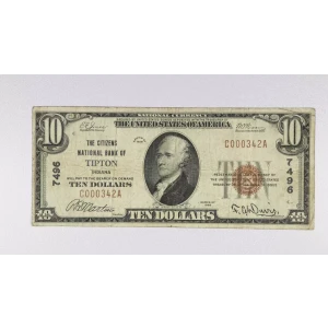 $10 1929 small brown seal. Small National Bank Notes 1801-1