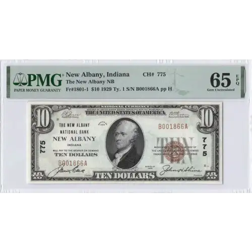 $10 1929 small brown seal. Small National Bank Notes 1801-1