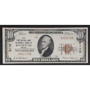 $10 1929 small brown seal. Small National Bank Notes 1801-1