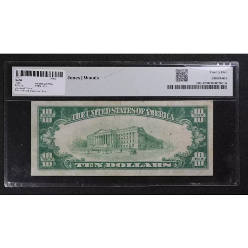 $10 1929 small brown seal. Small National Bank Notes 1801-1 (2)