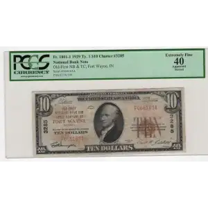 $10 1929 small brown seal. Small National Bank Notes 1801-1