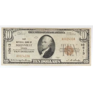 $10 1929 small brown seal. Small National Bank Notes 1801-1