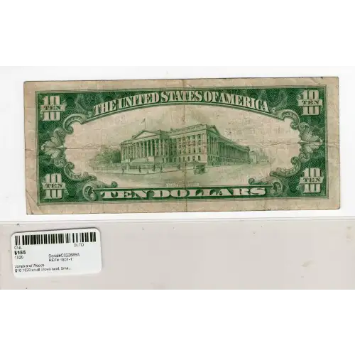 $10 1929 small brown seal. Small National Bank Notes 1801-1 (2)