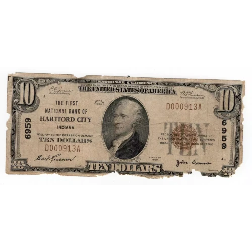 $10 1929 small brown seal. Small National Bank Notes 1801-1