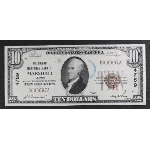 $10 1929 small brown seal. Small National Bank Notes 1801-1 (3)