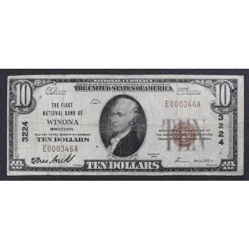 $10 1929 small brown seal. Small National Bank Notes 1801-1 (3)