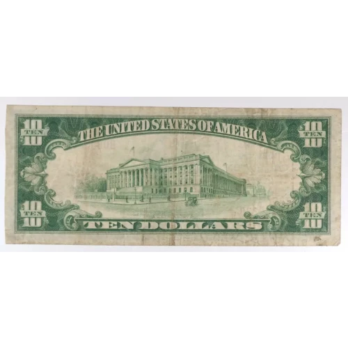 $10 1929 small brown seal. Small National Bank Notes 1801-1