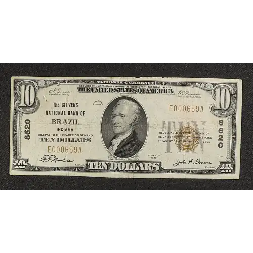 $10 1929 small brown seal. Small National Bank Notes 1801-1 (3)