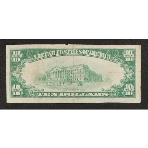 $10 1929 small brown seal. Small National Bank Notes 1801-1