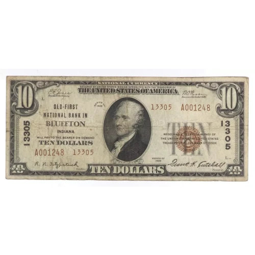 $10 1929 small brown seal. Small National Bank Notes 1801-2