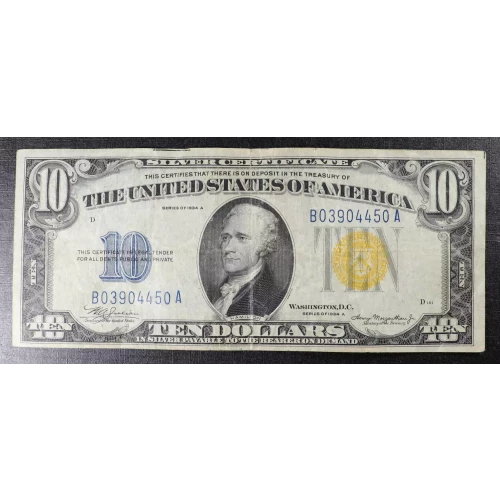 $10 1934-A yellow seal Emergency Notes Issued During WW2 2309