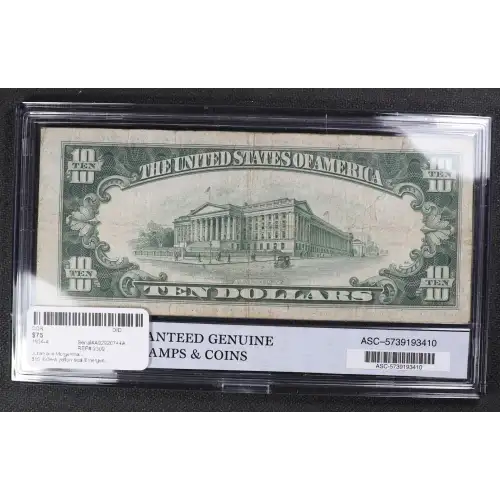 $10 1934-A yellow seal Emergency Notes Issued During WW2 2309 (3)