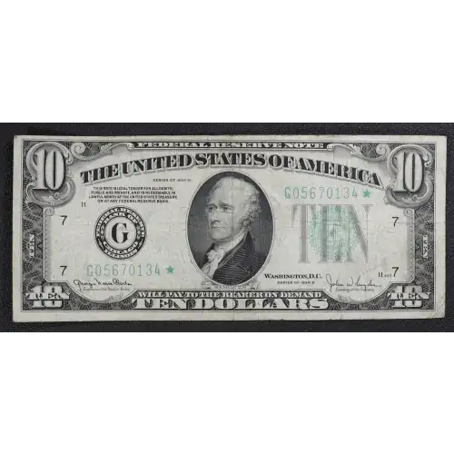 $10 1934-D.  Small Size $10 Federal Reserve Notes 2009-G* (2)