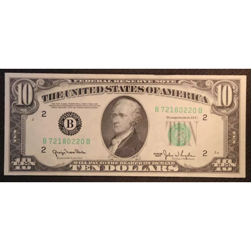 $10 1950  Small Size $10 Federal Reserve Notes 2010-B