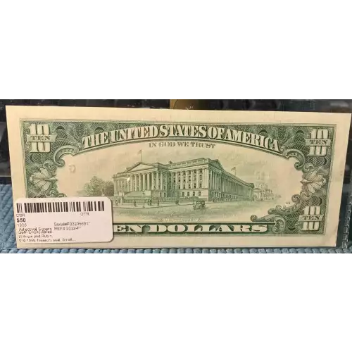 $10 1995 Treasury seal. Small Size $10 Federal Reserve Notes 2032-F*