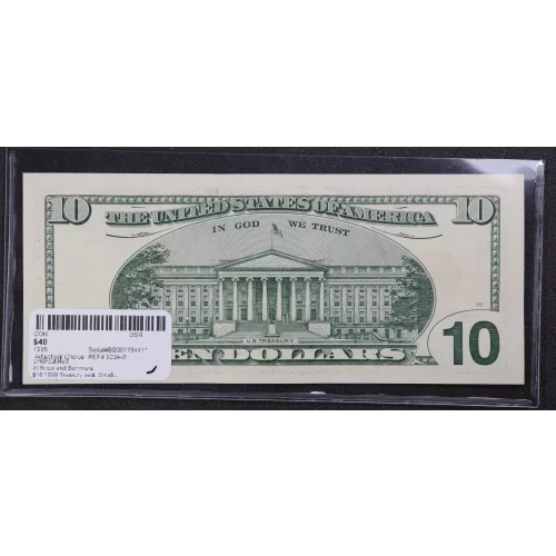 $10 1999 Treasury seal. Small Size $10 Federal Reserve Notes 2034-B* (3)