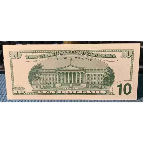 $10 2001 Treasury seal. Small Size $10 Federal Reserve Notes 2036-I (2)