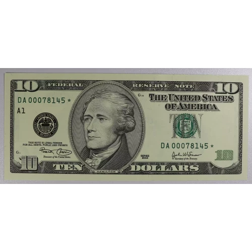 $10 2003 Treasury seal. Small Size $10 Federal Reserve Notes 2037-A*
