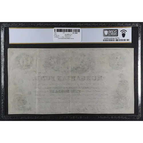 10 Dollars 1.1.1852, 1852 ISSUE A. English text. Uniface. Printed signature L. Kossuth. Printer: Danforth, Bald and Co. Hungary S138