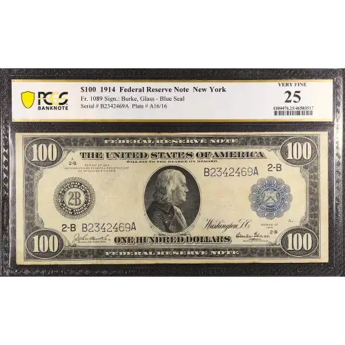 $100 1914 Blue Seal Federal Reserve Notes 1089 (2)