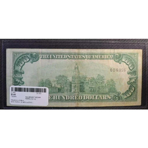 $100 1928-A.  Small Size $100 Federal Reserve Notes 2151-G