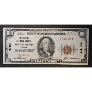 $100 1929 small brown seal. Small National Bank Notes 1804-1 (3)