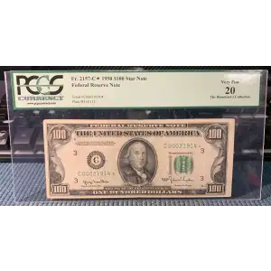 $100 1950  Small Size $100 Federal Reserve Notes 2157-C* (2)