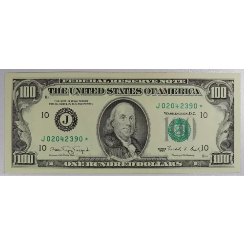 $100 1990  Small Size $100 Federal Reserve Notes 2173-J*